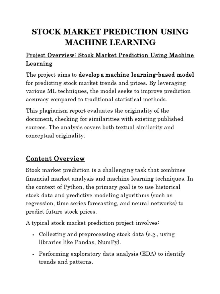 STOCK MARKET | PDF | Machine Learning | Prediction