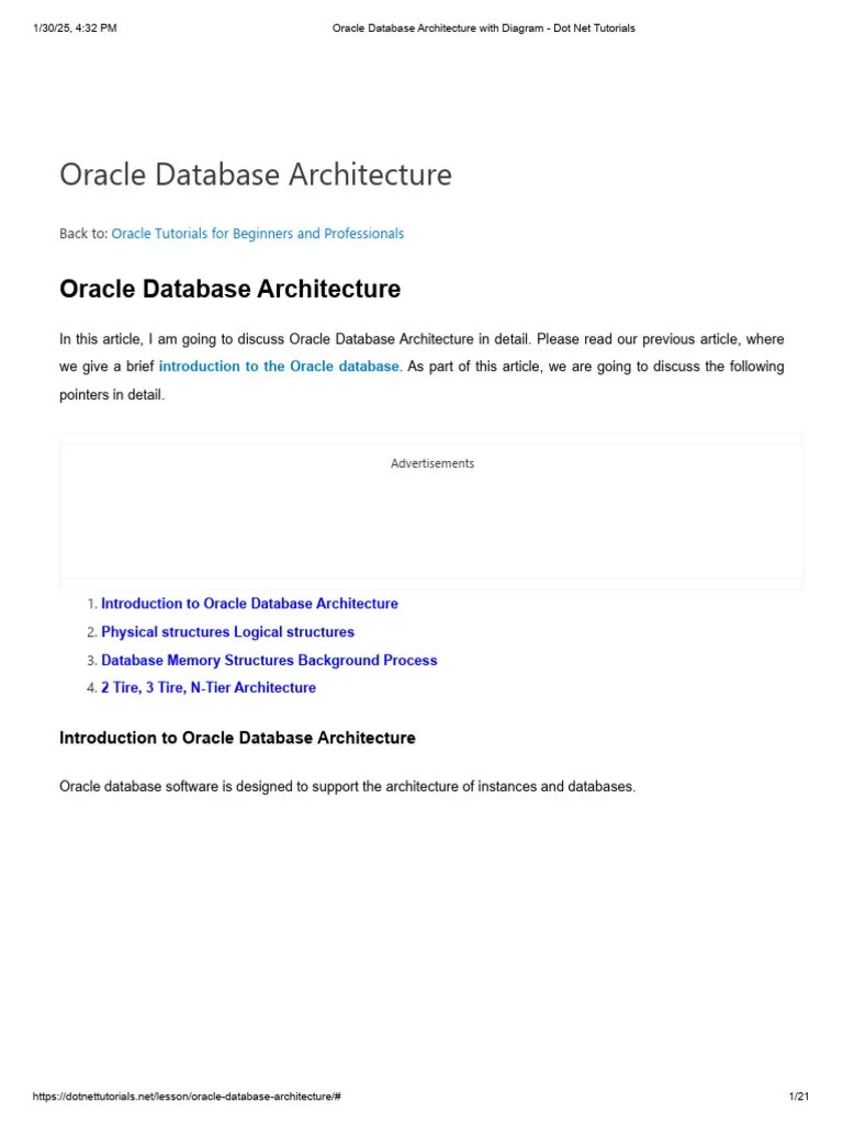 Oracle Database Architecture With Diagram - Dot Net Tutorials | PDF ...