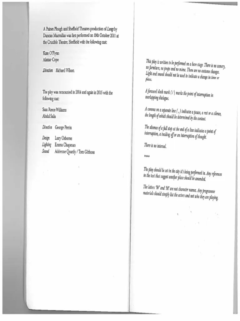 Lungs - Duncan Macmillan | PDF