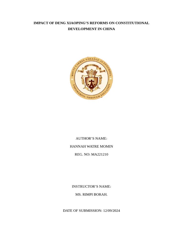 Impact of deng xiaoping's reforms on constitutional development in china