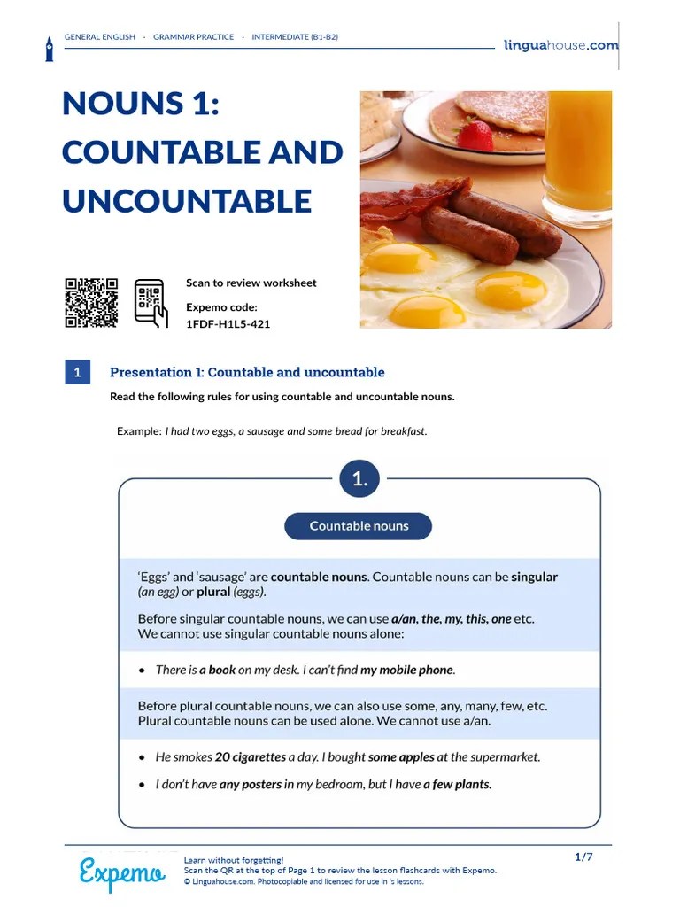 Nouns-1-countable-and-uncountable-british-english-teacher-B1-B2 | PDF