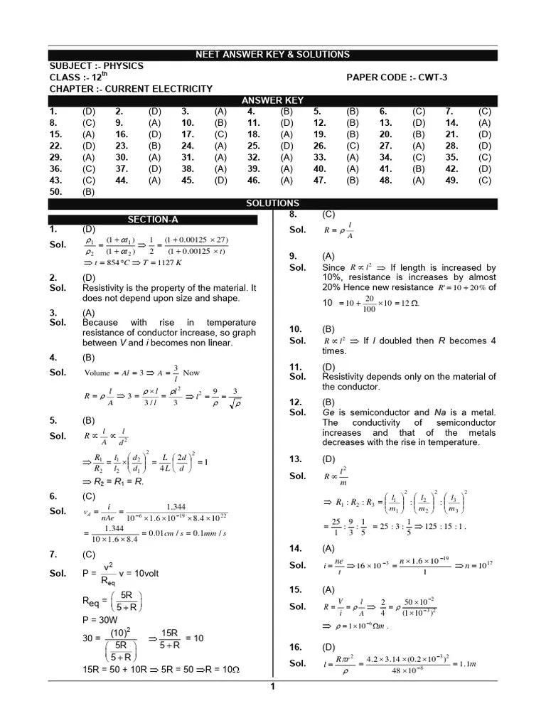 Physics Solution Pdf Electrical Resistivity And Conductivity