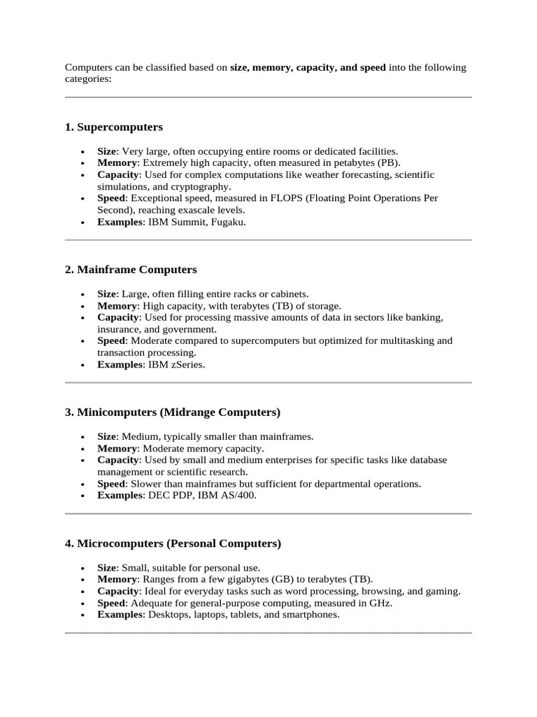 TYPE OF COMPUTERS | PDF | Mainframe Computer | Personal Computers
