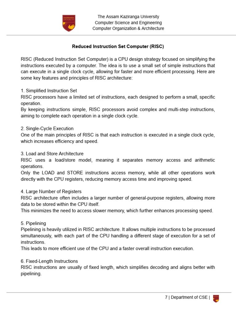 RISC, CISC & Pipeline Notes | PDF | Central Processing Unit | Computer ...