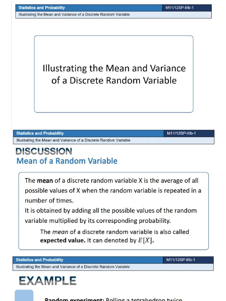 Illustrating The Mean And Variance Of A Discrete Random Variable | PDF