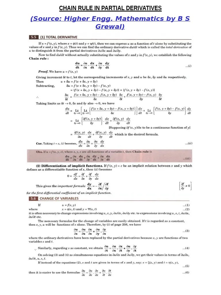 Partial Derivative - Chain Rule | PDF