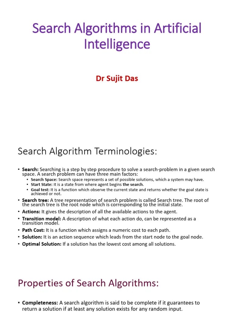 SD Search Algorithms In Artificial Intelligence | PDF | Computer ...