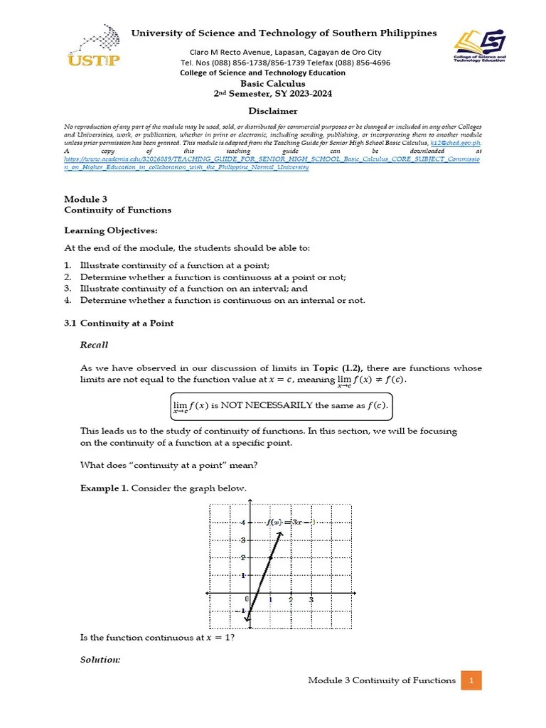 MODULE 3 - Continuity Of Functions | PDF | Function (Mathematics ...