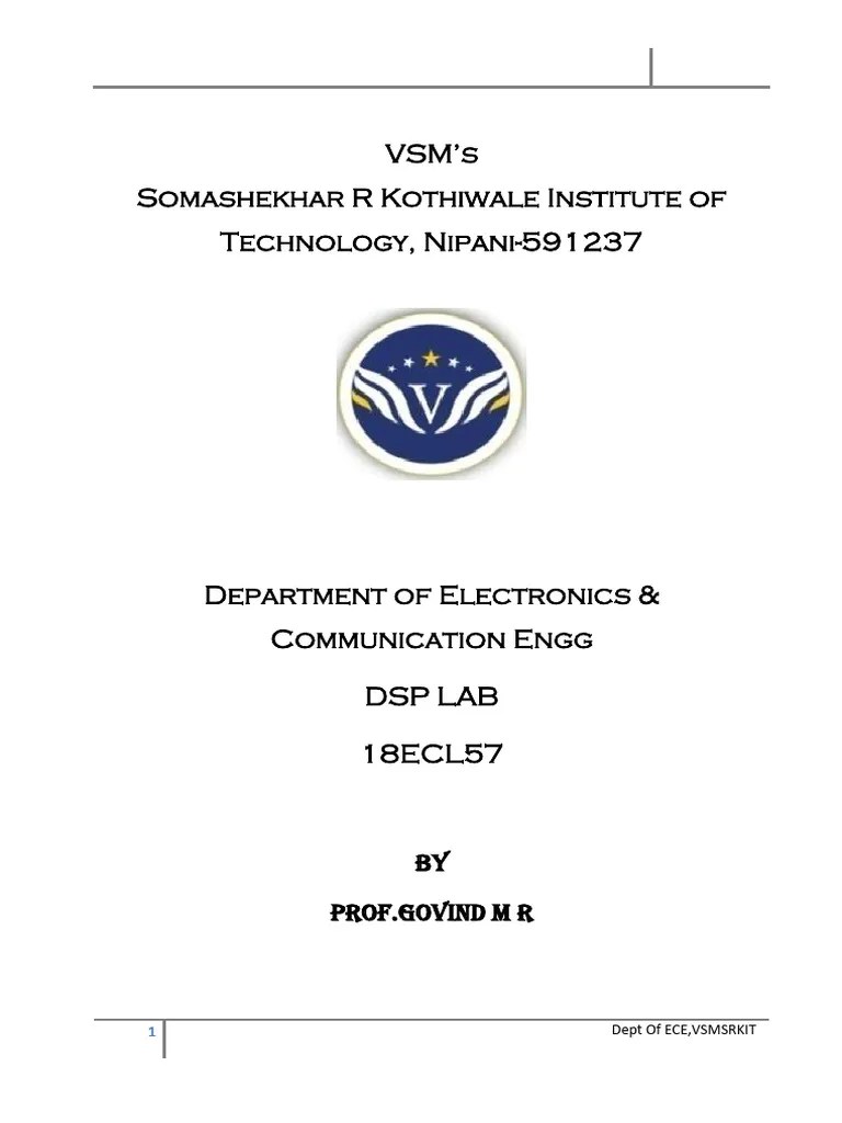 5th SEM DSP LAB Manual (17ECL57) | PDF | Matlab | Digital Signal Processor