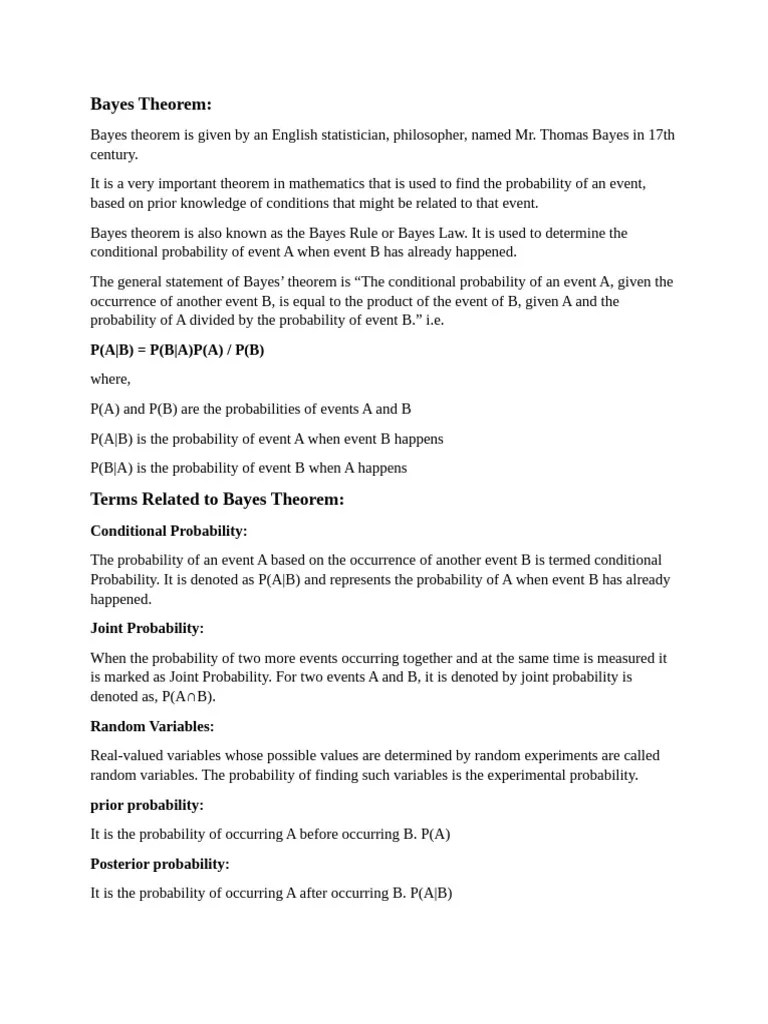 Bayes Theorem | PDF | Statistical Classification | Applied Mathematics