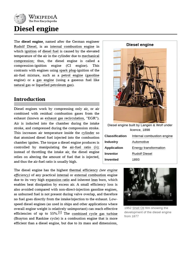 Diesel_engine | PDF | Diesel Engine | Internal Combustion Engine