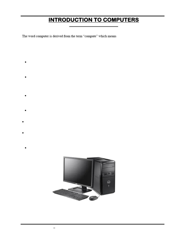 Introduction To Computers Notes 2023 | PDF | Computer Monitor | Printer ...