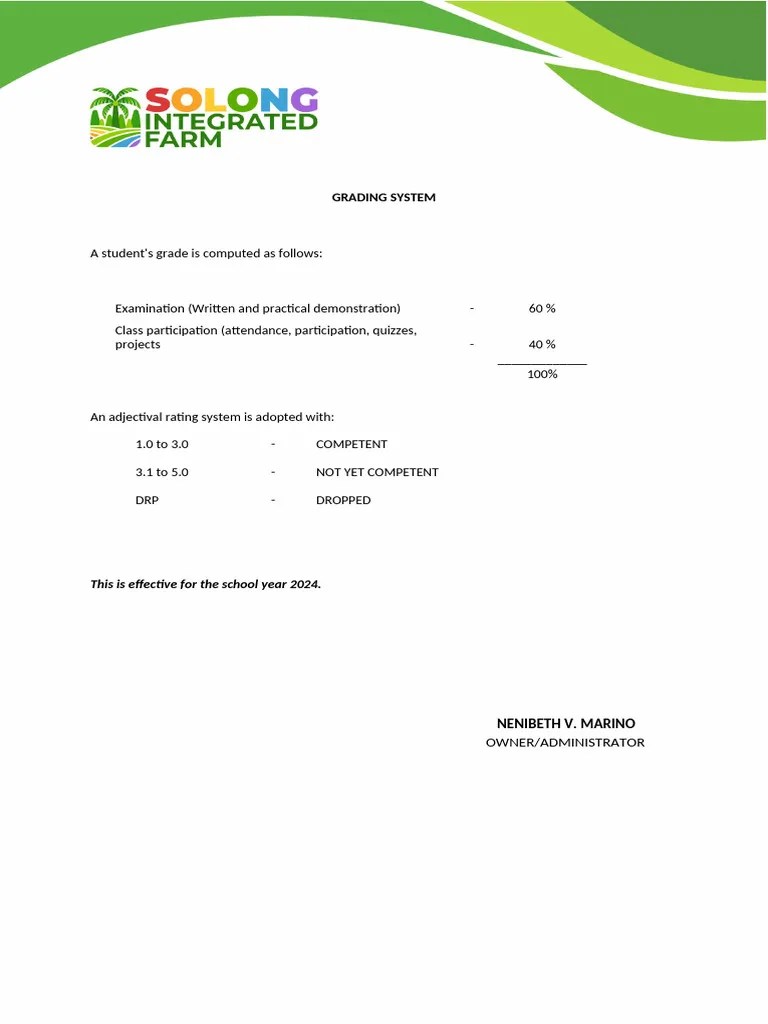 GRADING SYSTEM | PDF