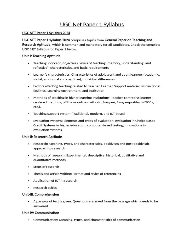 UGC Net Paper 1 Syllabus | PDF | Educational Technology | Argument