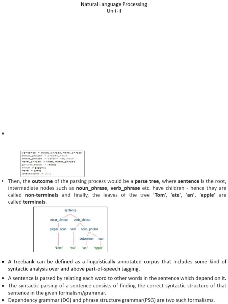 NLP UNIT-II PPT | PDF | Parsing | Syntax