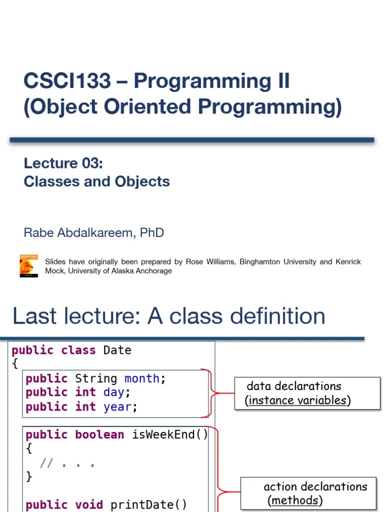 Lecture 03 | PDF | Constructor (Object Oriented Programming) | Programming