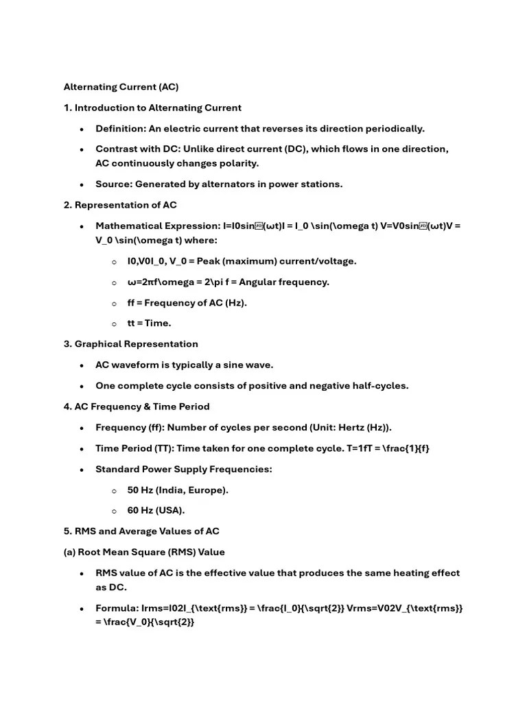 Alternating Current (AC) | PDF | Root Mean Square | Alternating Current
