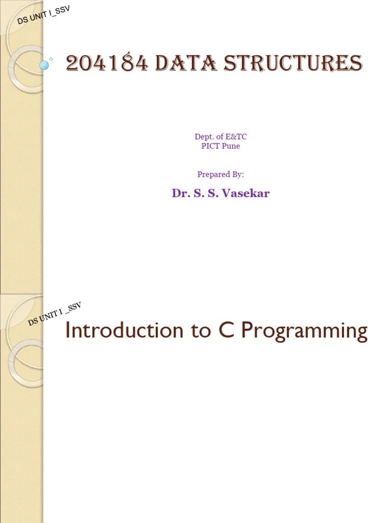 DS Unit I | PDF | Pointer (Computer Programming) | Parameter (Computer ...