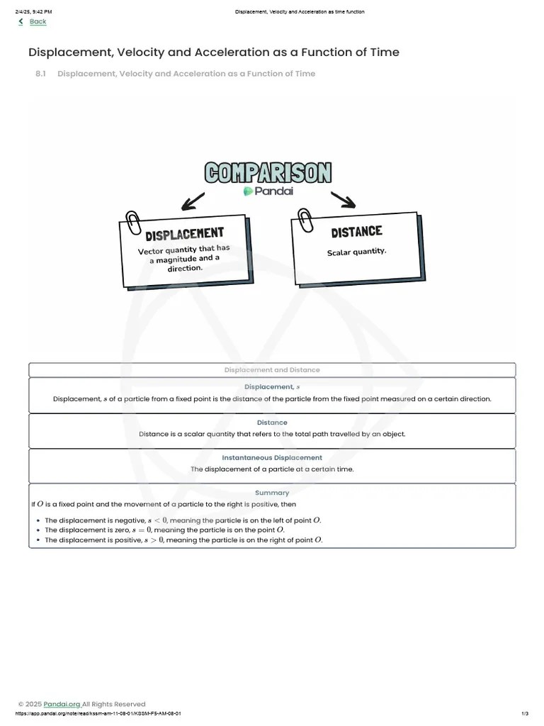 Displacement, Velocity And Acceleration As Time Function | PDF ...
