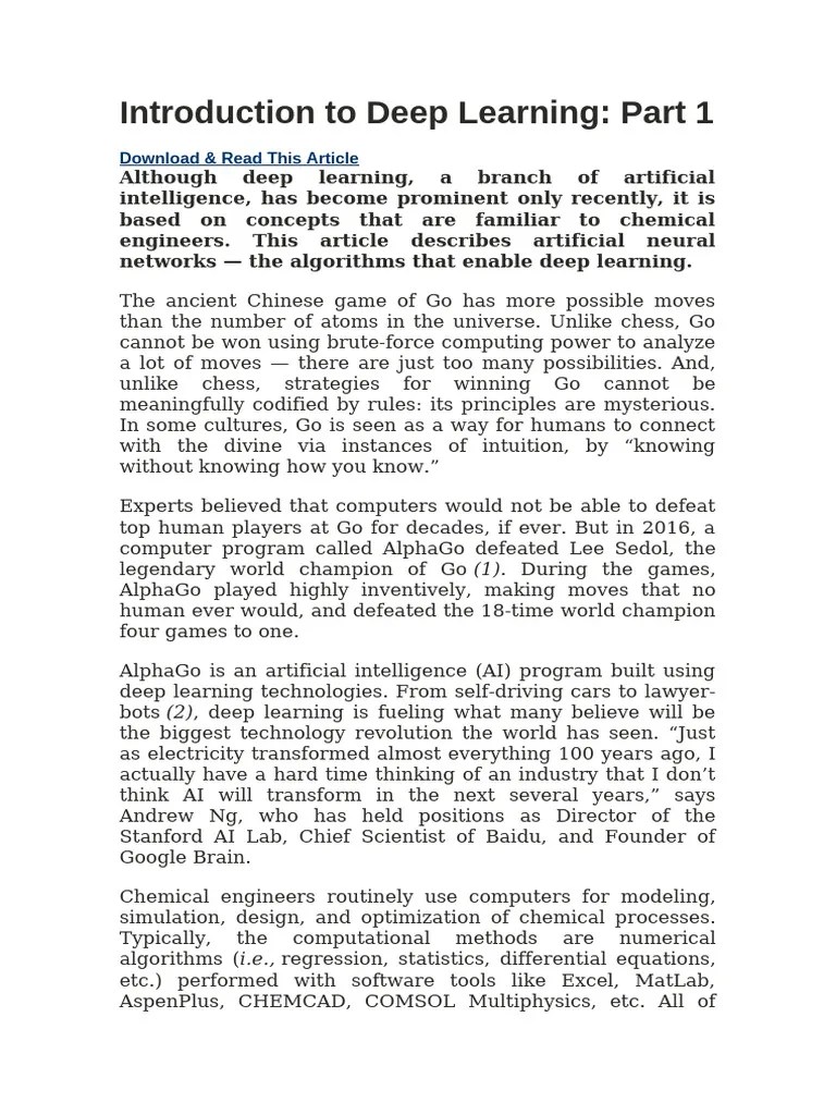 Introduction To Deep Learning | PDF | Machine Learning | Artificial ...