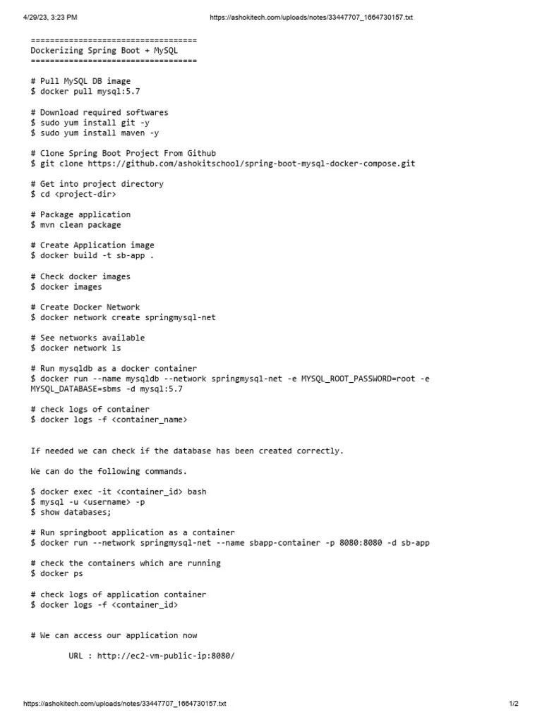 Dockerize Spring Boot With MySQL | PDF