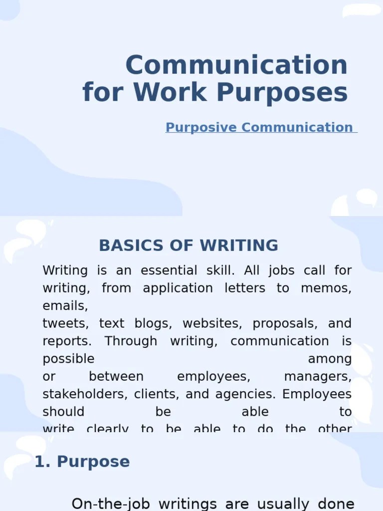 Communication For Work Purposes | PDF | Memorandum | Communication