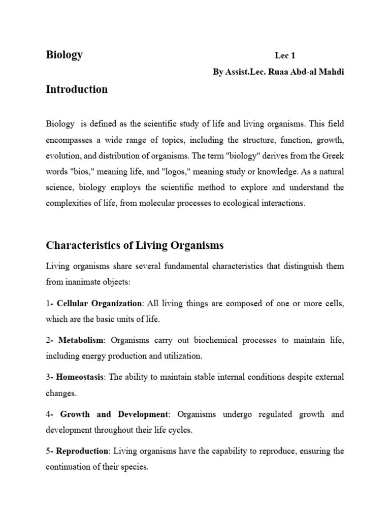 Lecture 1 | PDF | Cell (Biology) | Bacteria