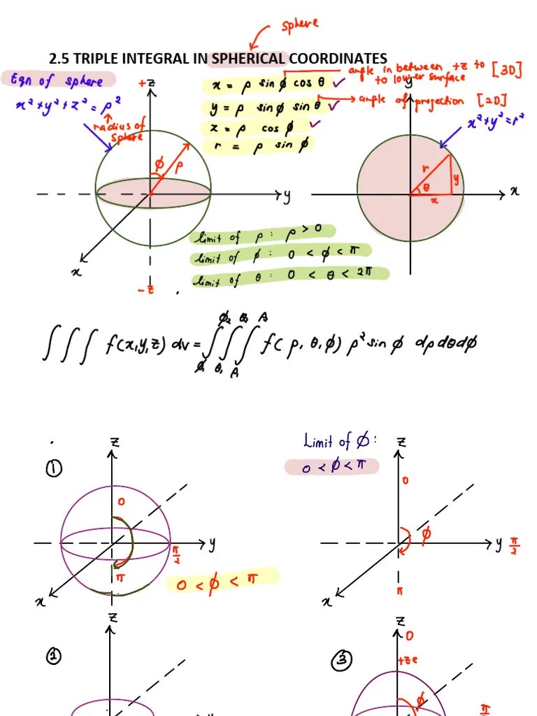 2.5 Triple Integral In Spherical Coordinate Copy F6N | PDF | Sphere ...