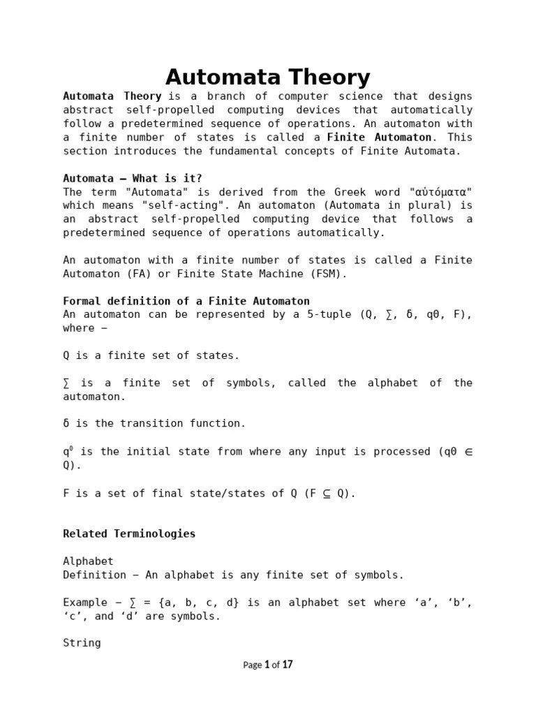 Automata Theory 2 | PDF | Automata Theory | Mathematical Logic