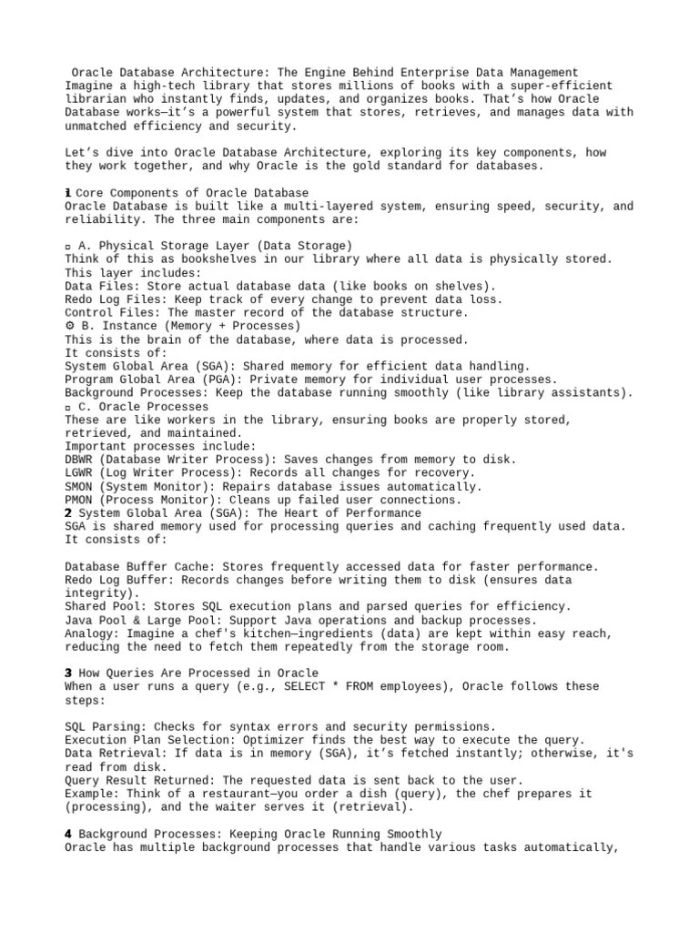 Oracle Architecture | PDF | Databases | Cache (Computing)