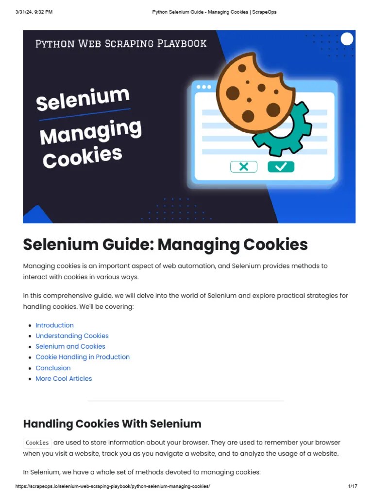 11.python Selenium Guide - Managing Cookies - ScrapeOps | PDF | Http ...