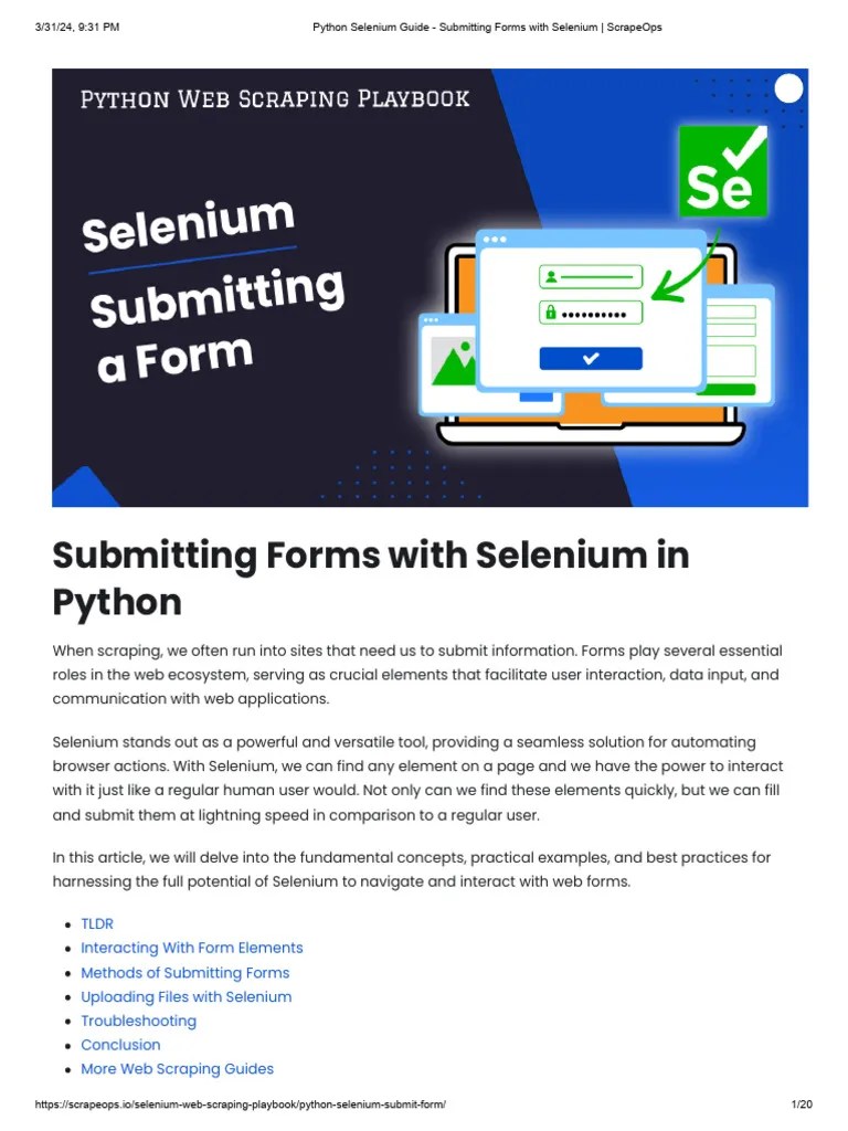 10.python Selenium Guide - Submitting Forms With Selenium - ScrapeOps ...