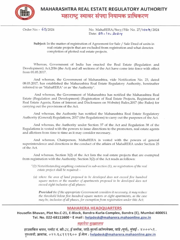 Maharera OrderNo62of2024 | PDF