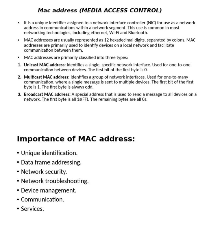 Mac Address (Media Access Control) | PDF