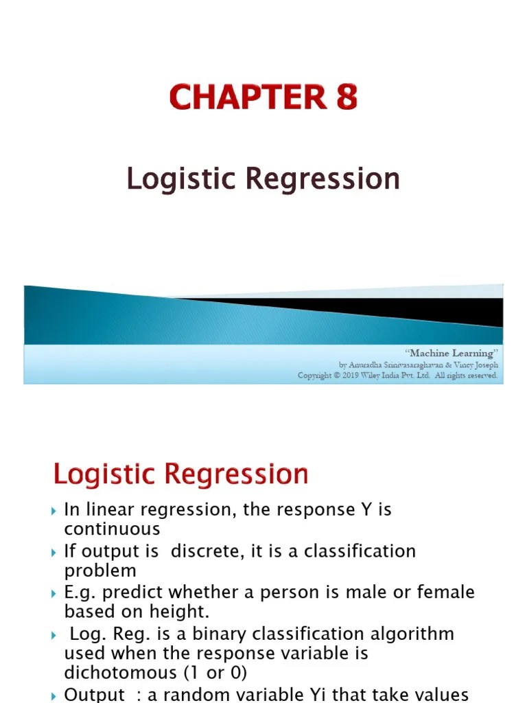 Chapter 8 Logistic Regression | PDF | Logistic Regression | Linear ...