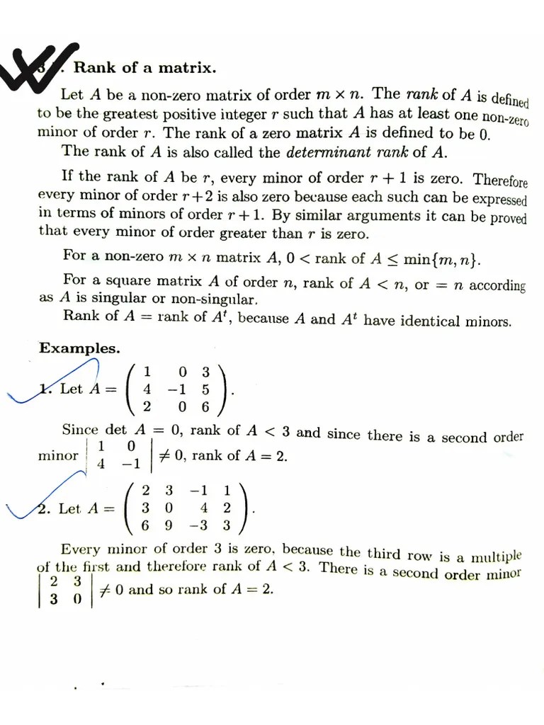 3. Rank Of A Matrix | PDF | Mathematical Concepts | Matrix Theory