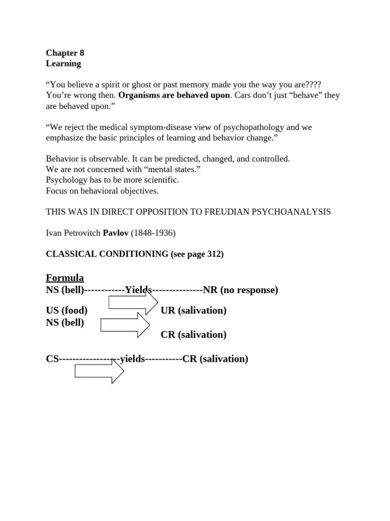 Chapter 8 Learning 2 | PDF | Classical Conditioning | Reinforcement