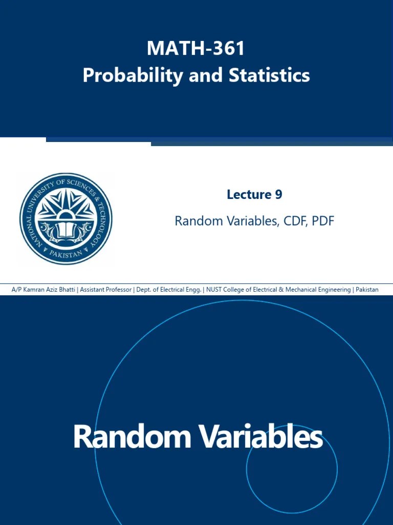 Week 6 - Random Variables, CDF, PDF | PDF | Probability Distribution ...