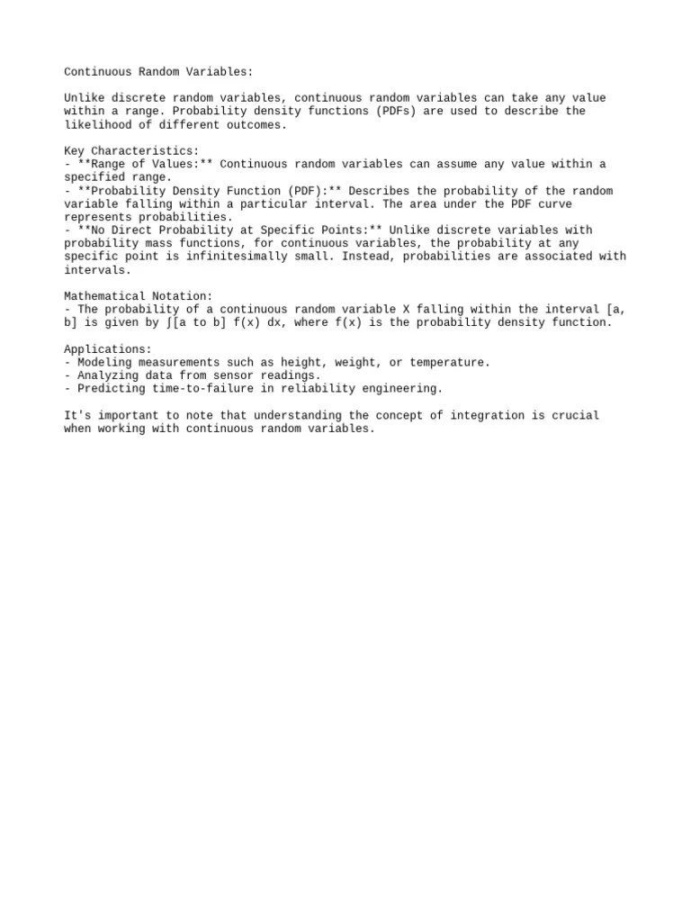 Continuous Random Variables | PDF