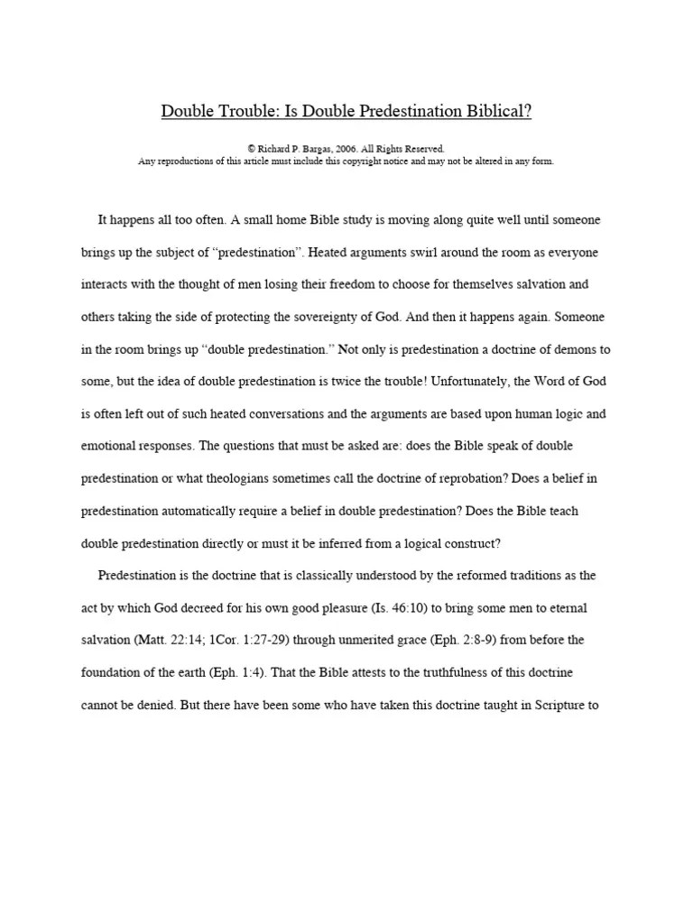 Double Predestination | PDF | Predestination | Christian Belief And Doctrine