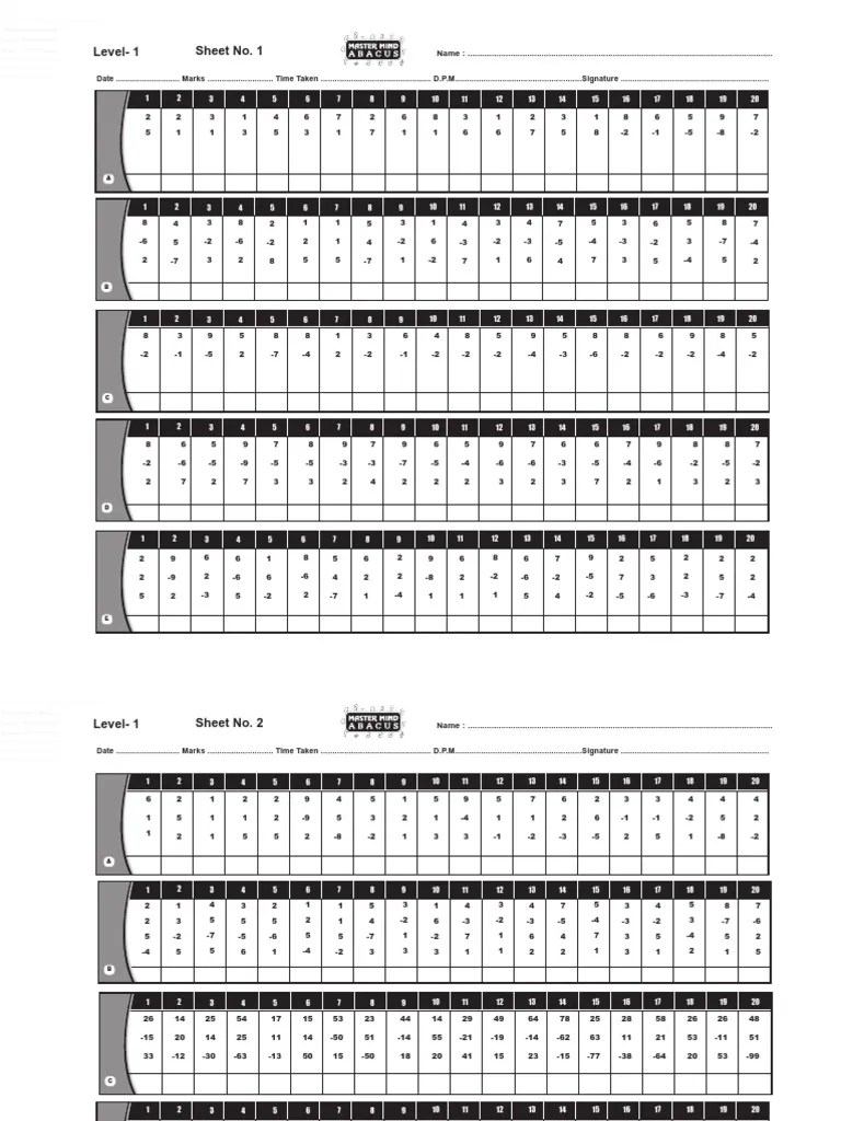1st level practice sheet