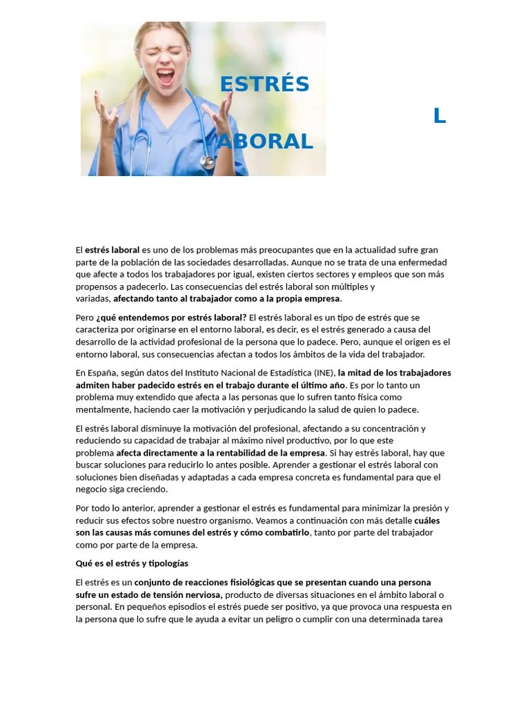 ESTRÉS LABORAL | PDF | Estrés (biología) | Business