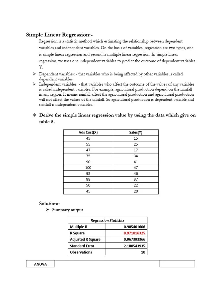 Simple Linear Regression And Multiple Regression | PDF | Errors And ...