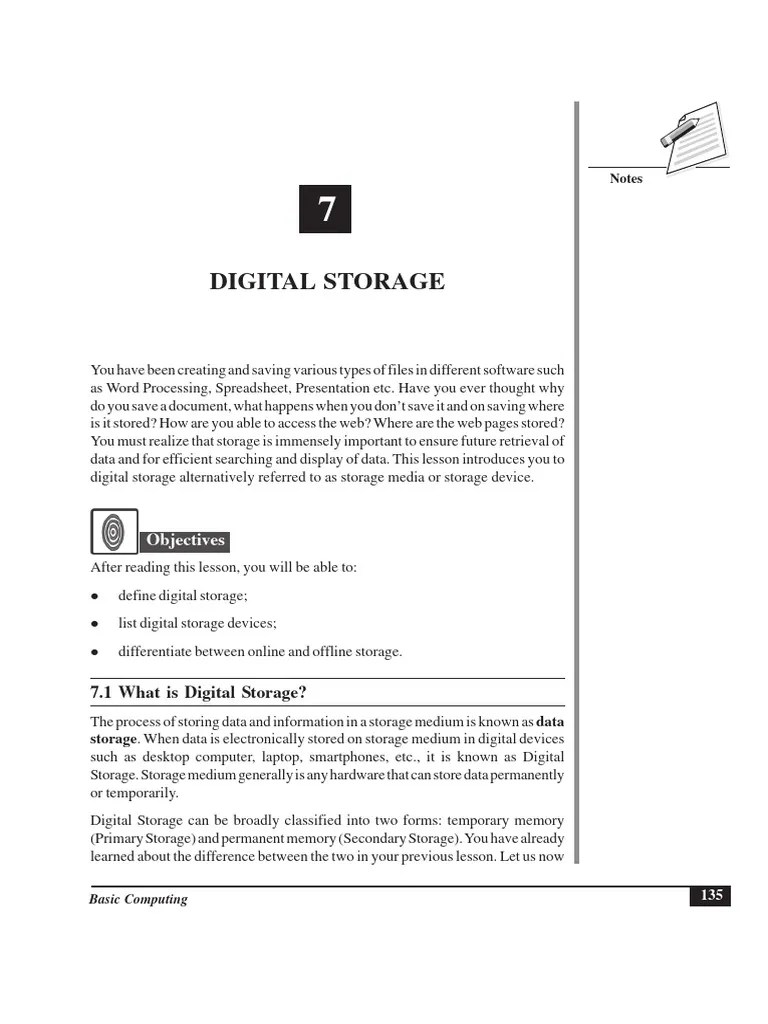 7. Digital Storage | PDF | Computer Data Storage | Computer File