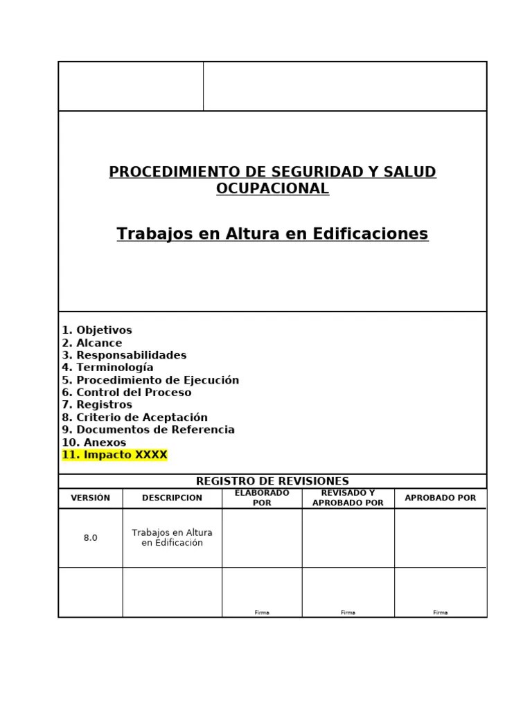 San-Sso-Sso-Pro-008 Trabajos En Altura Edificaciones. 7.0 | PDF | Andamio | Edificio