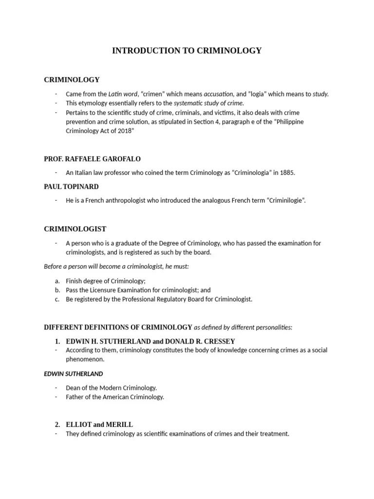 INTRODUCTION-TO-CRIMINOLOGY | PDF | Criminology | Crimes