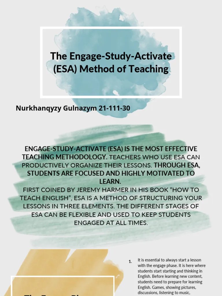 The Engage-Study-Activate (ESA) Method Of Teaching | PDF | Cognition | Human Communication