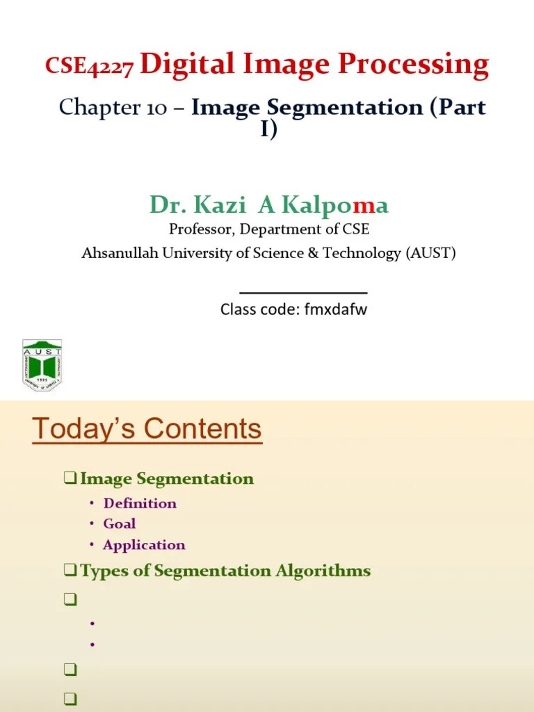 08 - Lecture - Chapter 10 - Image Segmentation - Part I - Edge ...