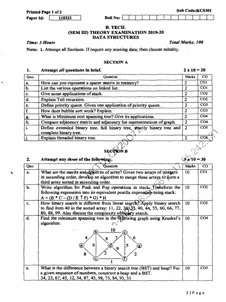 Data Structures Kcs 301 2020 | PDF