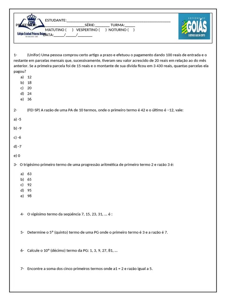 Exercício 1º D Pdf